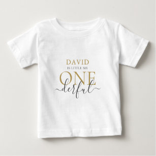 Personalized Little Mr ONEderful  Baby T-Shirt