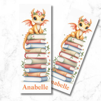Personalized Little Orange Dragon Bookmarks