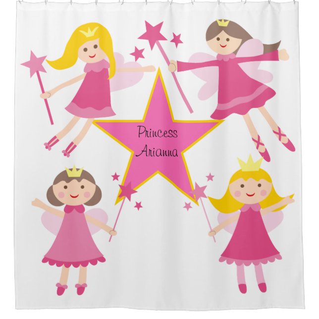 Personalized Little Princess Girls Shower Curtain (Front)