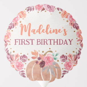 Personalized Little Pumpkin Boho Floral 1st Bday Balloon