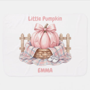 Personalized Little Pumpkin Pink Watercolor Baby Blanket