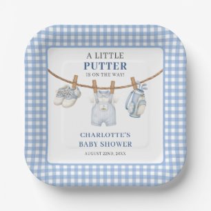 Personalized Little Putter Blue Golf Boy Shower Paper Plates