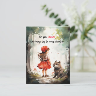 Personalized Little Red Riding Hood Cute Postcard