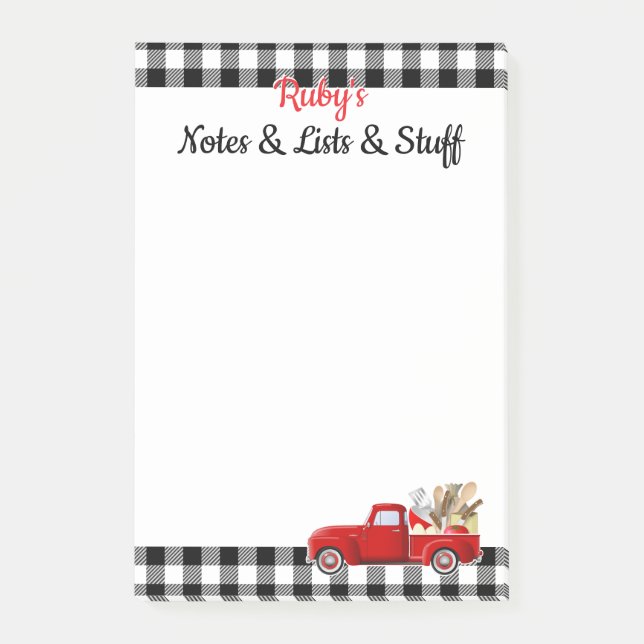 Personalized Little Red Truck Post-it Notes (Front)