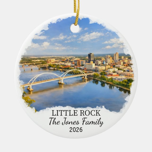 Personalized Little Rock Ornament, Custom Arkansas Ceramic Ornament (Front)