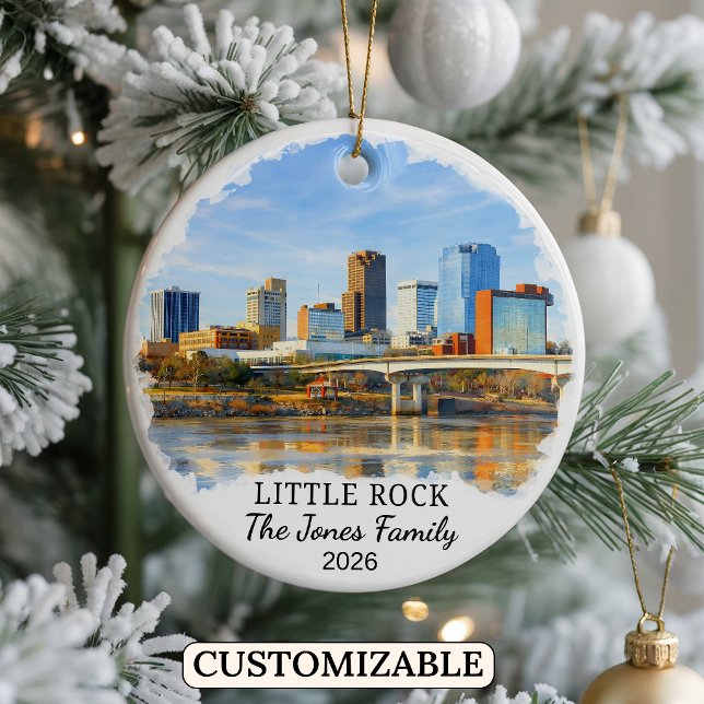 Personalized Little Rock Ornament, Custom Arkansas Ceramic Ornament (Creator Uploaded)