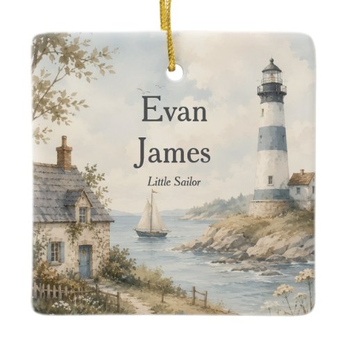 Personalized Little Sailor Lighthouse Ornament