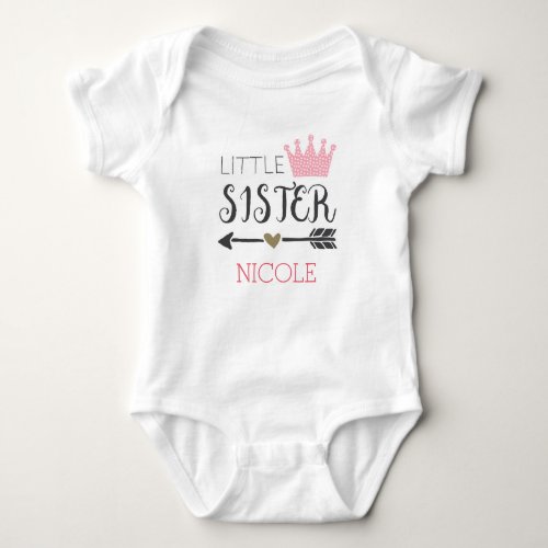 Personalized Little Sister Baby Bodysuit