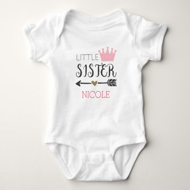 Personalized Little Sister Baby Bodysuit (Front)