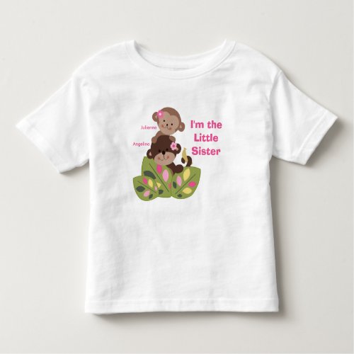 Personalized Little Sister Monkey Girls Kids Shirt