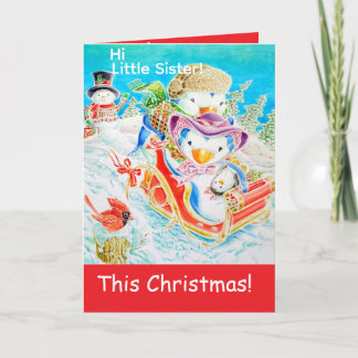 Personalized Little Sister's Christmas Greeting Card