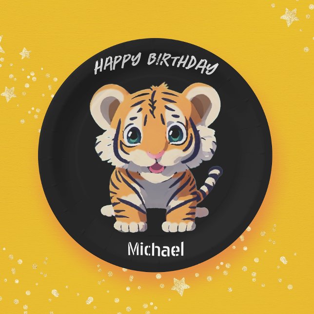 Personalized Little Tiger Birthday Paper Plates (Creator Uploaded)