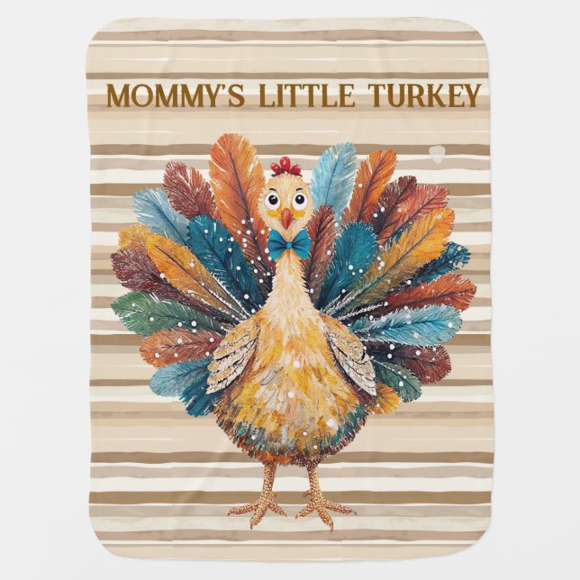 Personalized "little Turkey" design Baby Blanket (Front)