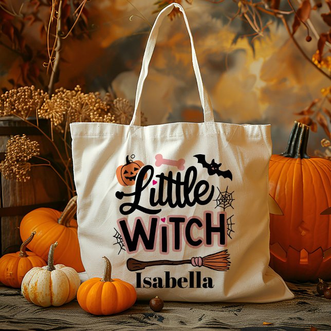 Personalized Little Witch Trick Or Treat Candy Tote Bag (Creator Uploaded)