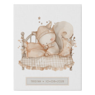Personalized Little Woodland Squirrel Nursery Faux Canvas Print