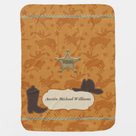Personalized Littlest Cowboy Receiving Blanket