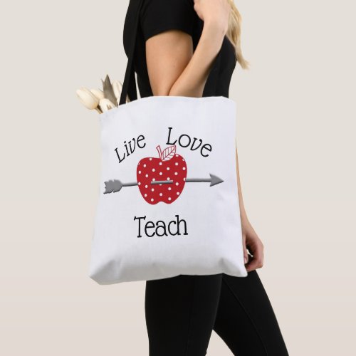 Personalized Live_Love_Teach Apple Design Tote Bag