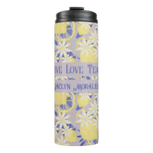 Personalized Live Love Teach Watercolor Lemon Thermal Tumbler