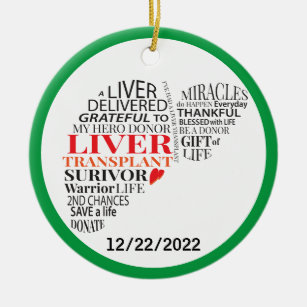 Personalized Liver Transplant Survivor Round Ceramic Ornament