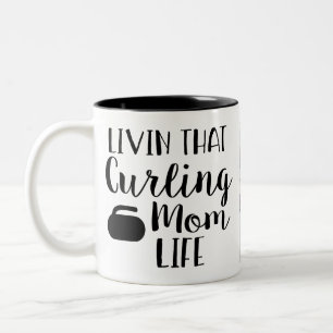 Personalized Living that Curling Mom Life Photo Two-Tone Coffee Mug