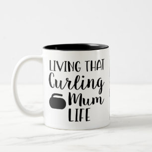 Personalized Living that Curling Mum Life Photo Two-Tone Coffee Mug