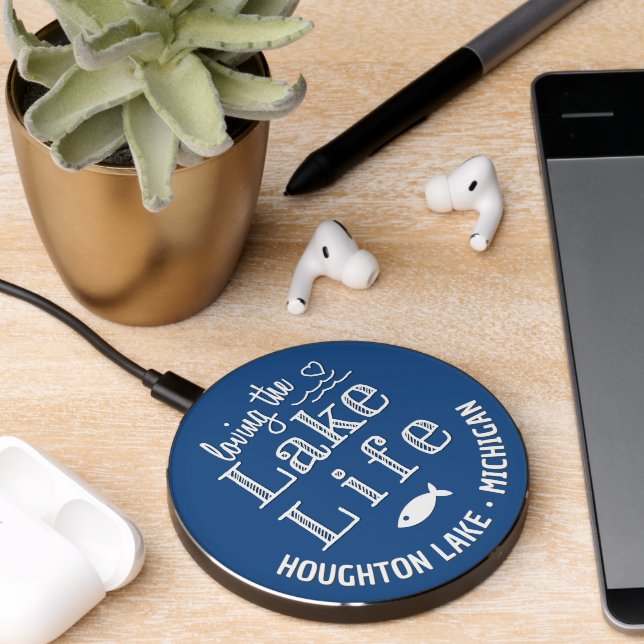 Personalized Living the Lake Life Wireless Charger (Desk 2)