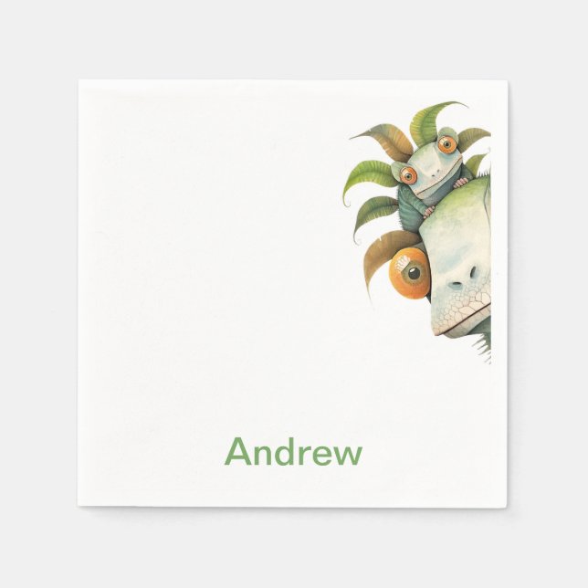 Personalized Lizard Birthday Party Napkins (Front)