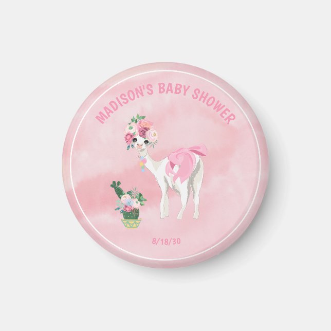 Personalized Llama Alpaca Girls Baby Shower   Magnet (Front)