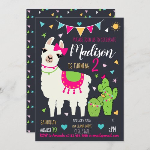 Personalized Llama Birthday Invitation