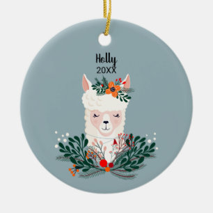 Personalized Llama Ceramic Ornament