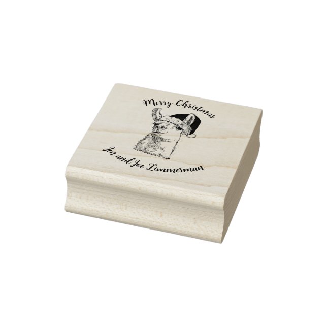 Personalized Llama Christmas Wood Art Stamp (Stamp)
