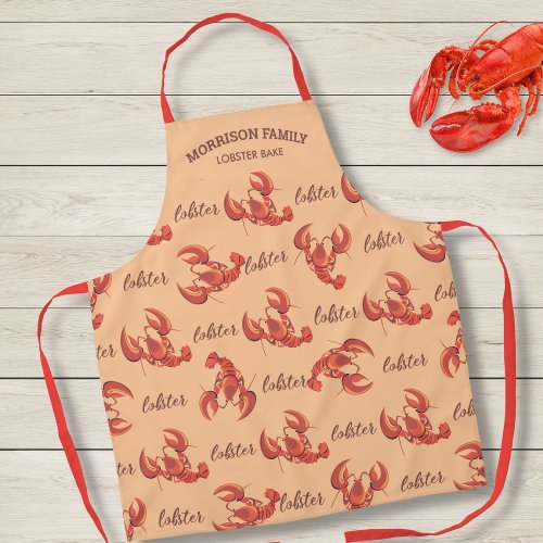 Personalized Lobster Bake Chef Seafood Pattern Apron