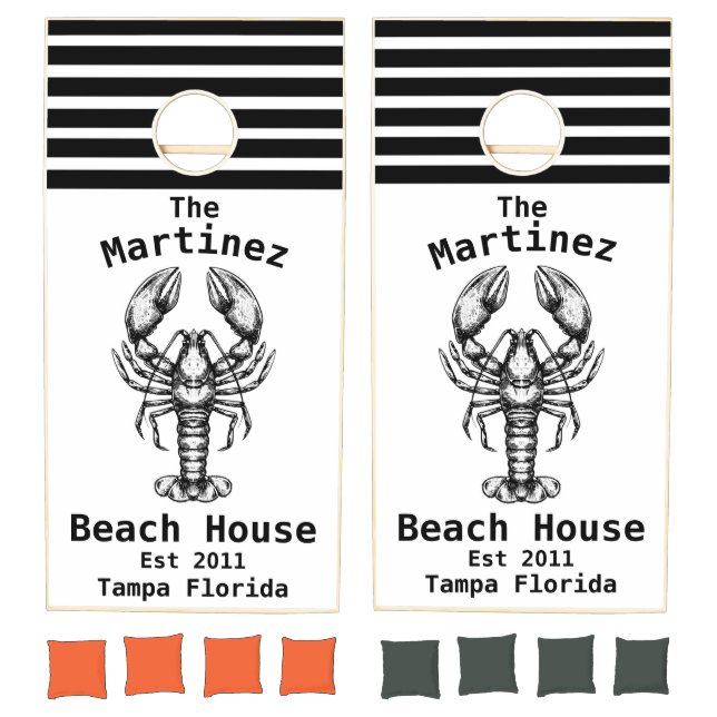 Personalized Lobster Beach House Cornhole Set (Set)