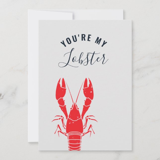 Personalized Lobster Seafood Anniversary Gag Holiday Card (Front)