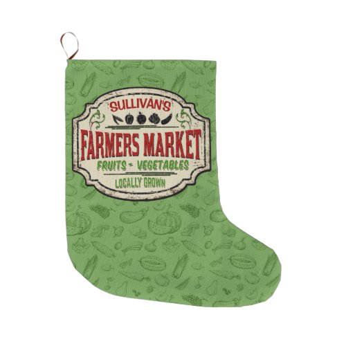 Personalized Locally Grown Garden Farmers Market Large Christmas Stocking