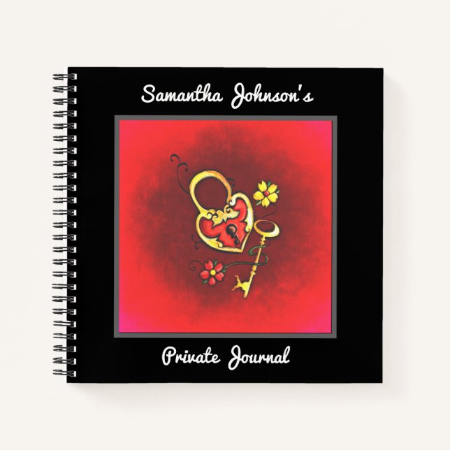 Personalized Lock and Key Custom Text Notebook (Front)