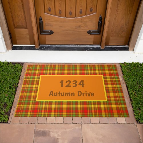 Personalized Lodge Cabin Rustic Mountain Plaid Doormat