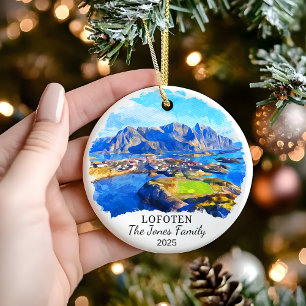 Personalized Lofoten Ornament, Norway Gift Ceramic Ornament