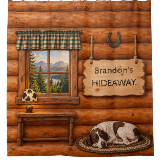 Personalized Log Cabin Hideaway Rustic Shower Curtain