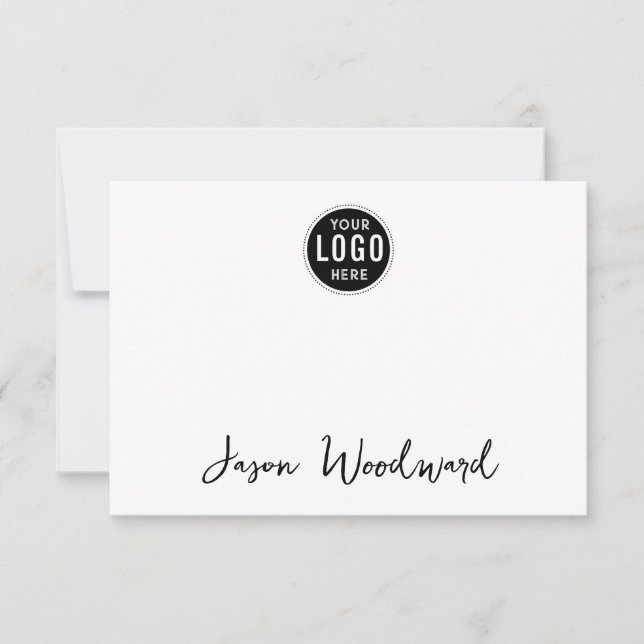 Personalized Logo And Name Flat Note Card (Front)