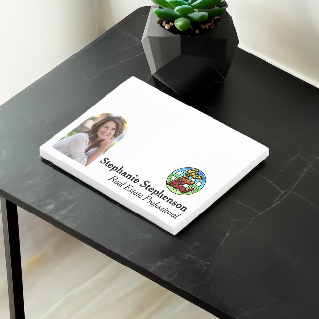 Personalized Logo and Photo Business Arched Frame Post-it Notes (logo photo custom post-it notes)