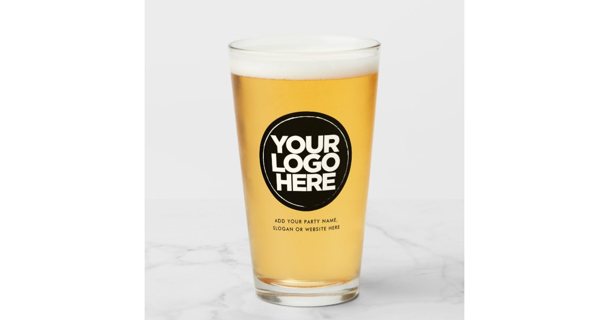 Personalized Logo and Text Beer Glasses Zazzle