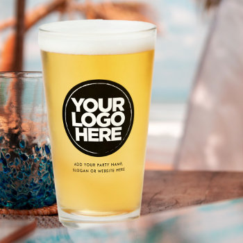 Personalized Logo And Text Beer Glasses by SleekMinimalDesign at Zazzle