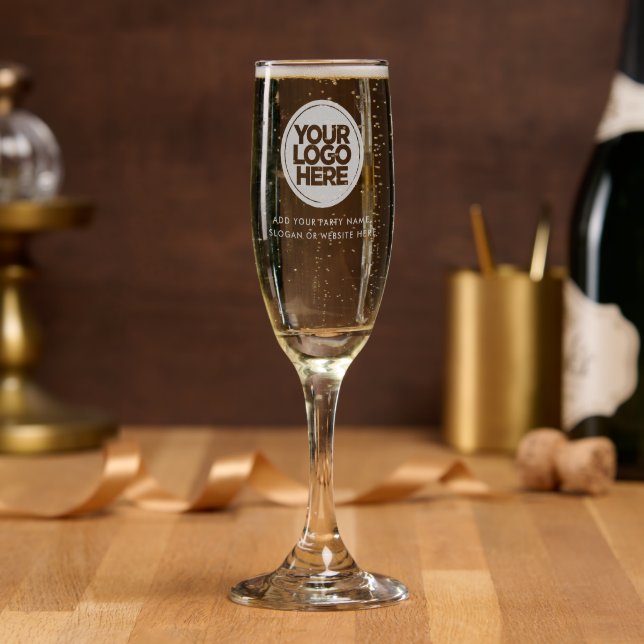 Personalized Logo and Text Champagne Flute Glasses (Party)