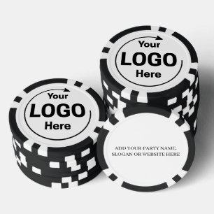 Personalized Logo and Text Cool Black and White Poker Chips