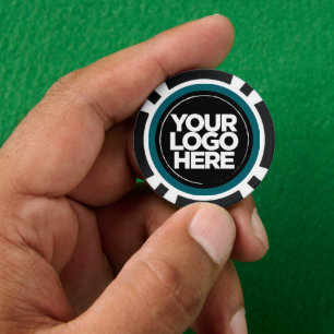Personalized Logo and Text Cool Deep Teal Poker Chips