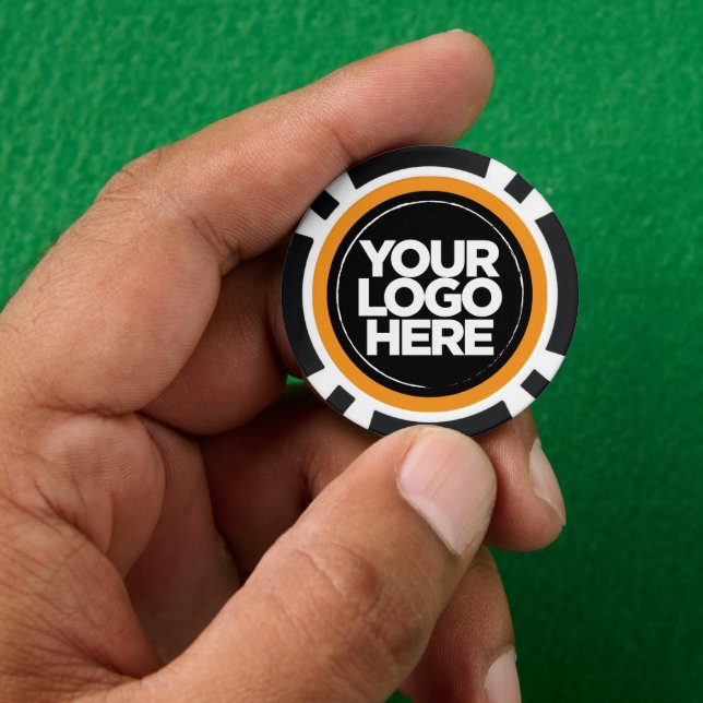 Personalized Logo and Text Cool Orange Poker Chips (Hand)