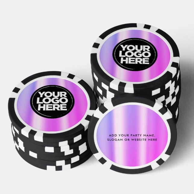 Personalized Logo and Text Cool Purple Poker Chips (Stack)