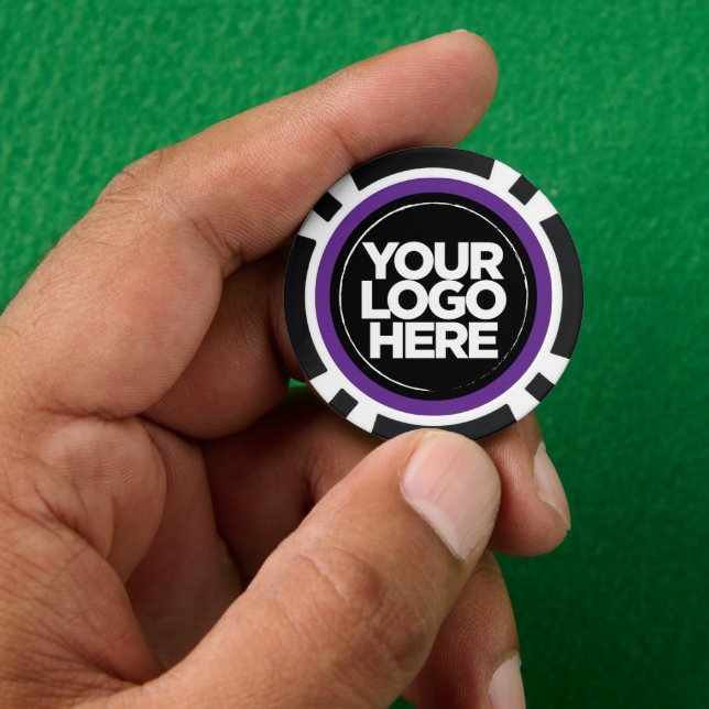 Personalized Logo and Text Cool Purple Poker Chips (Hand)