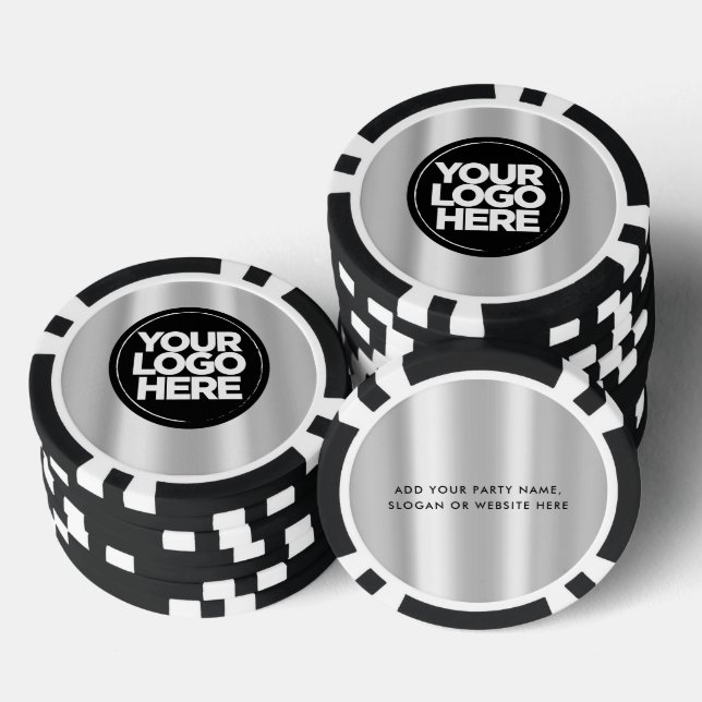 Personalized Logo and Text Cool Silver Poker Chips (Stack)